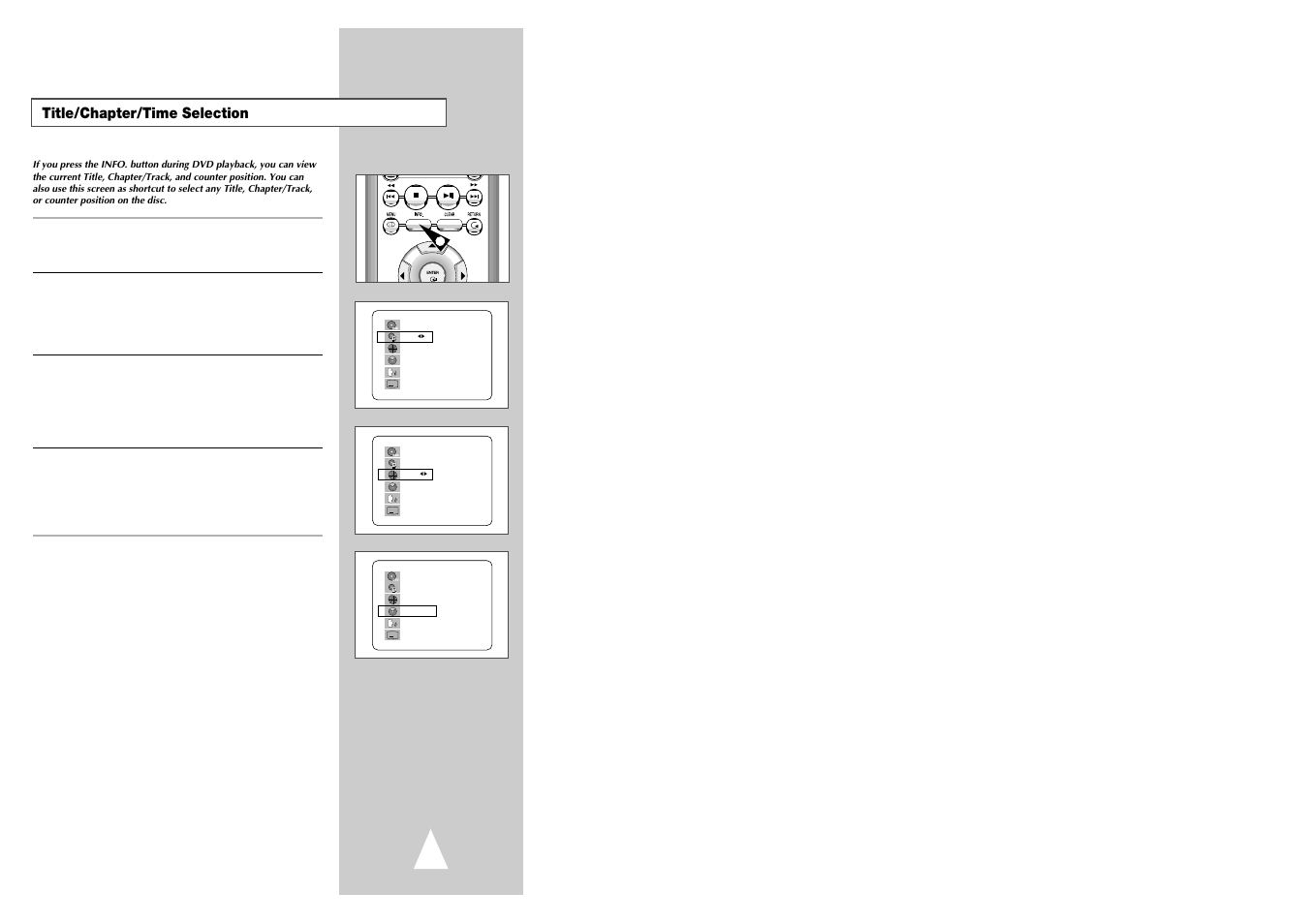 Title/chapter/time selection | Samsung CHT-420 User Manual | Page 17 / 32