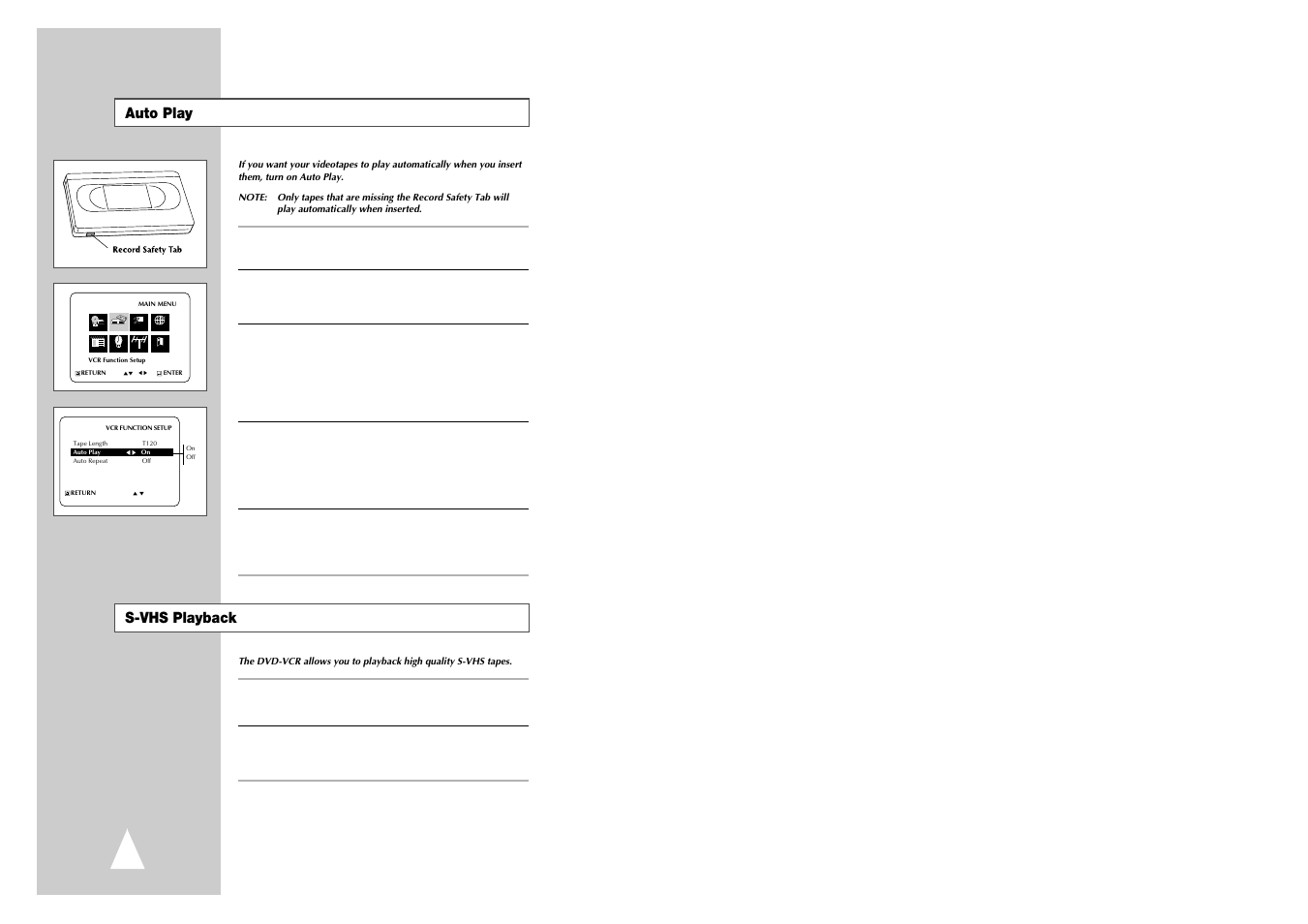 Auto play s-vhs playback | Samsung CHT-420 User Manual | Page 22 / 32