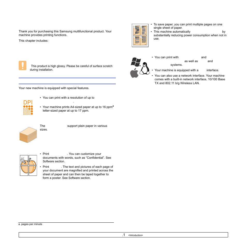 Introduction, Special features | Samsung ML-1630W Series User Manual | Page 15 / 100