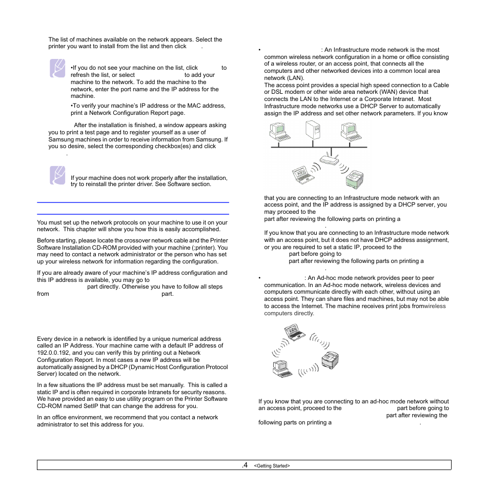 Using a wireless network, Checking your network environments | Samsung ML-1630W Series User Manual | Page 25 / 100