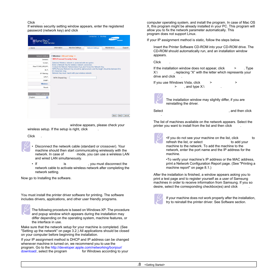 Installing the software | Samsung ML-1630W Series User Manual | Page 29 / 100