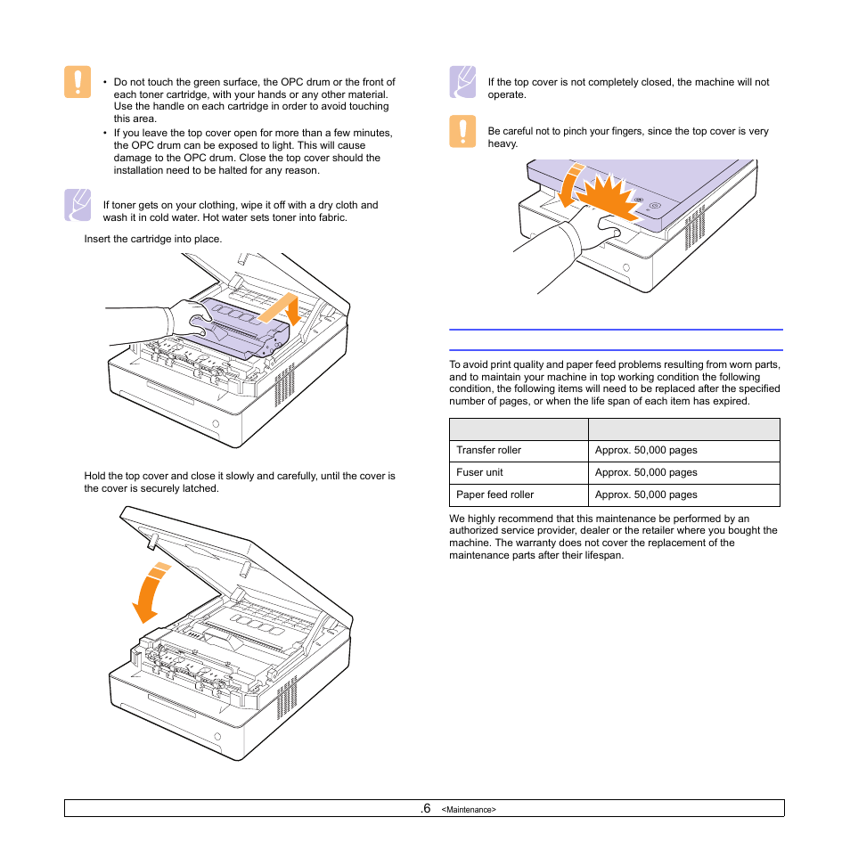 Maintenance parts | Samsung ML-1630W Series User Manual | Page 43 / 100