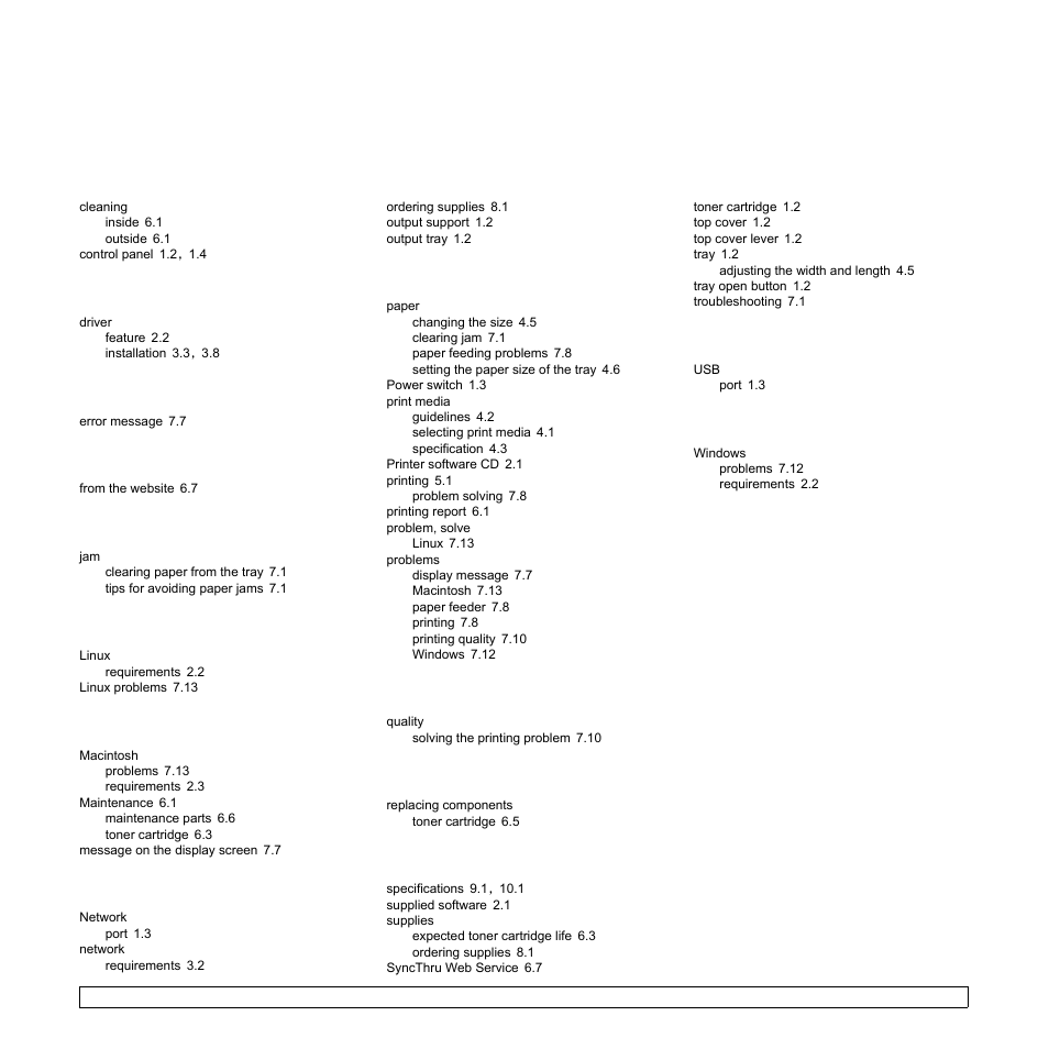 Index, Ndex | Samsung ML-1630W Series User Manual | Page 61 / 100