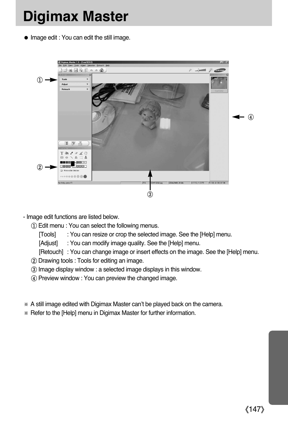 Digimax master | Samsung DIGIMAX i50 User Manual | Page 147 / 156