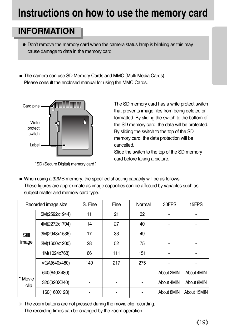Information | Samsung DIGIMAX i50 User Manual | Page 19 / 156