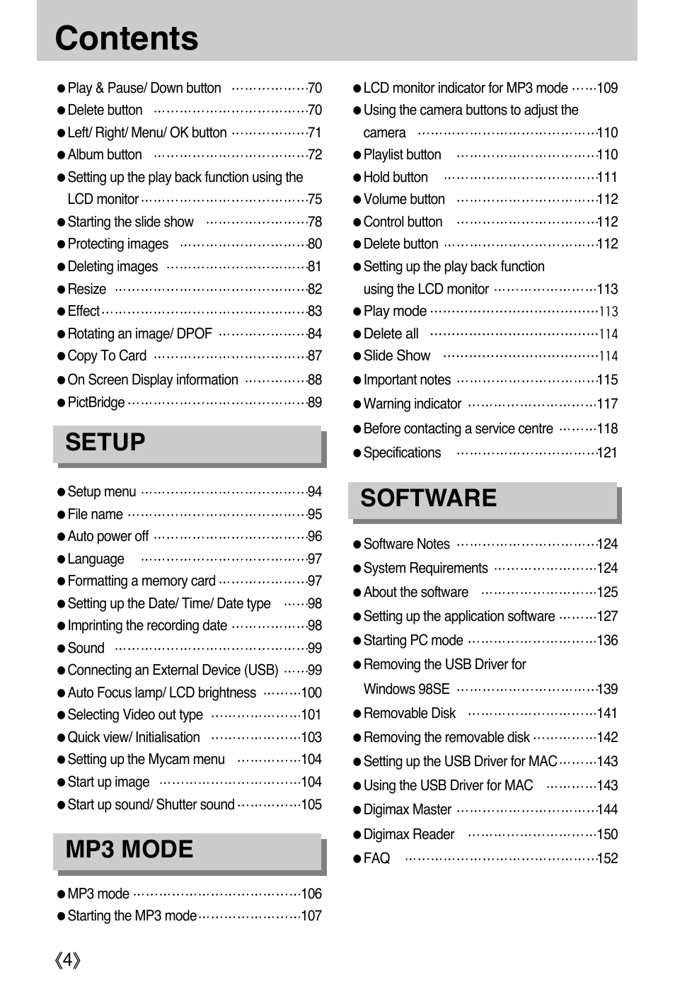 Samsung DIGIMAX i50 User Manual | Page 4 / 156