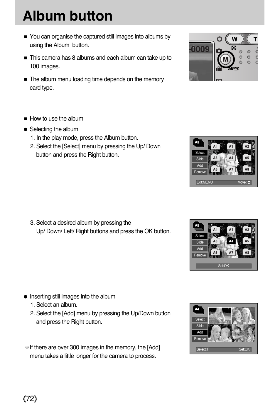 Album button | Samsung DIGIMAX i50 User Manual | Page 72 / 156