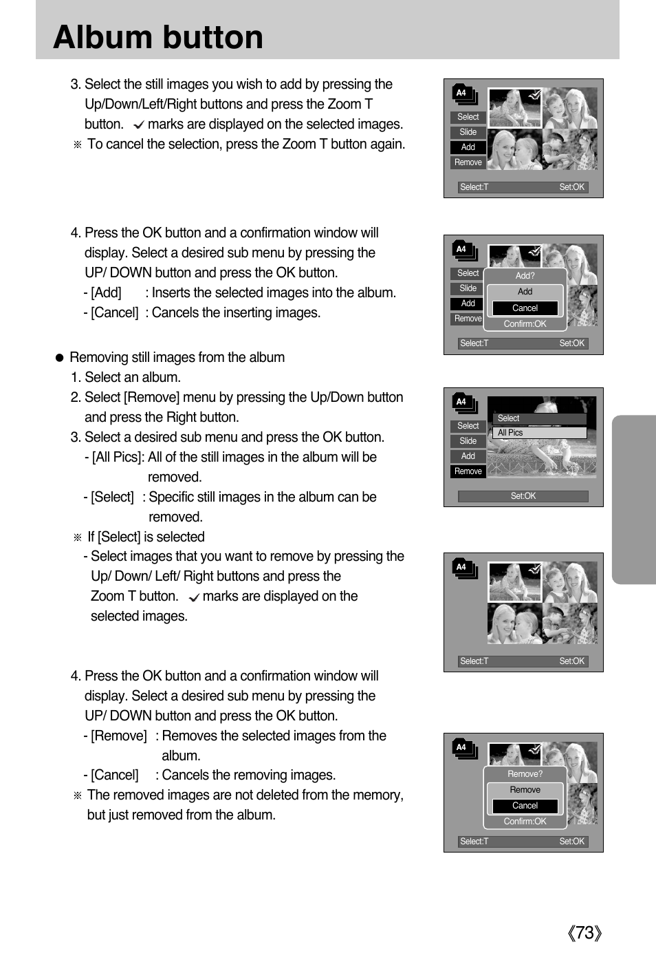 Album button | Samsung DIGIMAX i50 User Manual | Page 73 / 156