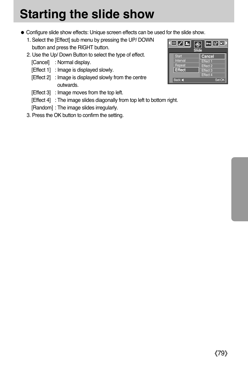Starting the slide show | Samsung DIGIMAX i50 User Manual | Page 79 / 156