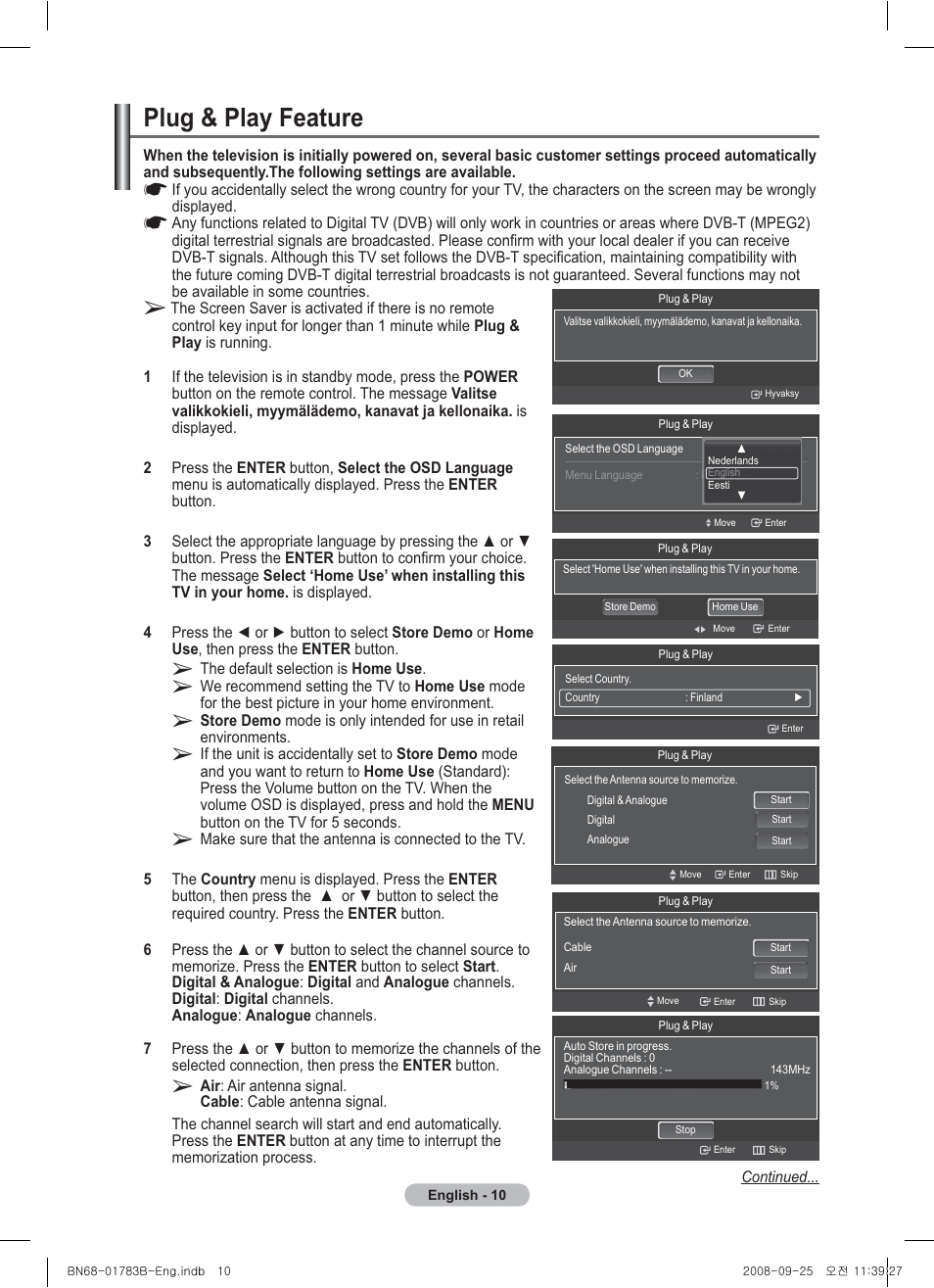 Plug & play feature | Samsung BN68-01783B-00 User Manual | Page 10 / 389