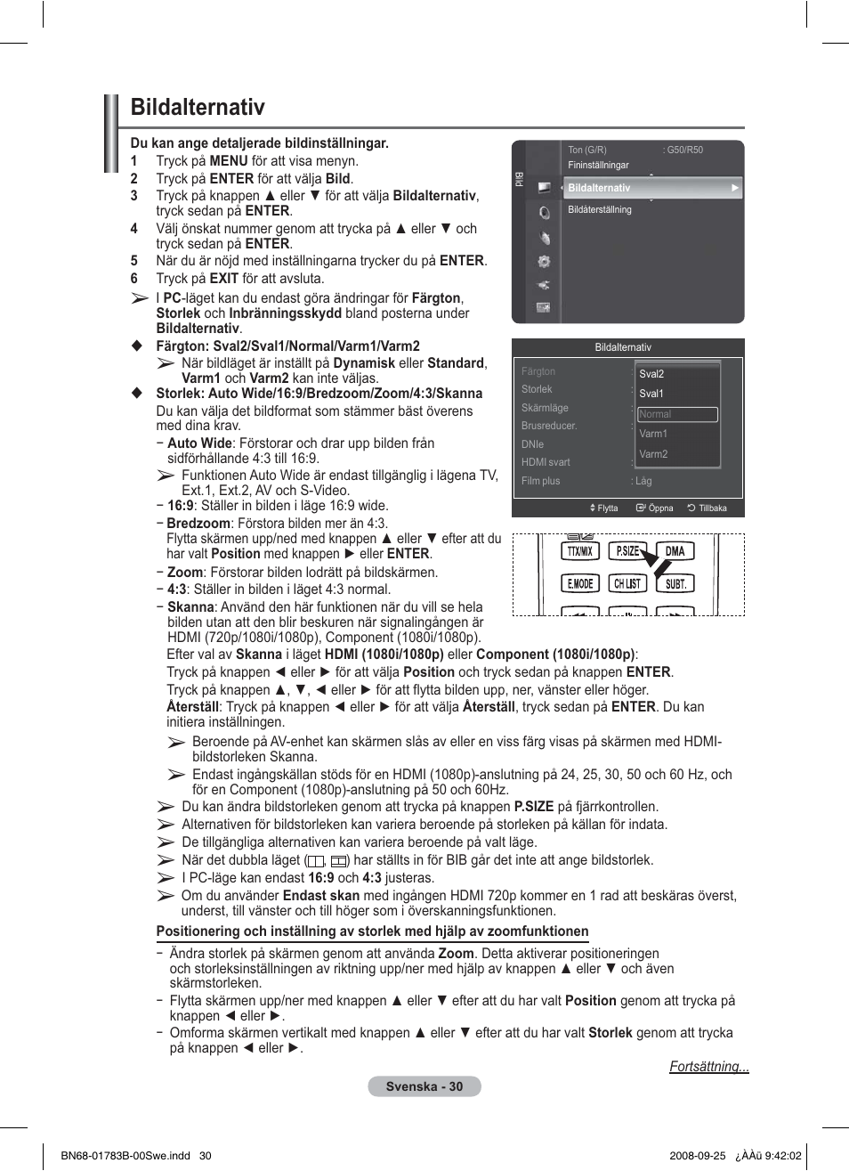 Bildalternativ | Samsung BN68-01783B-00 User Manual | Page 110 / 389