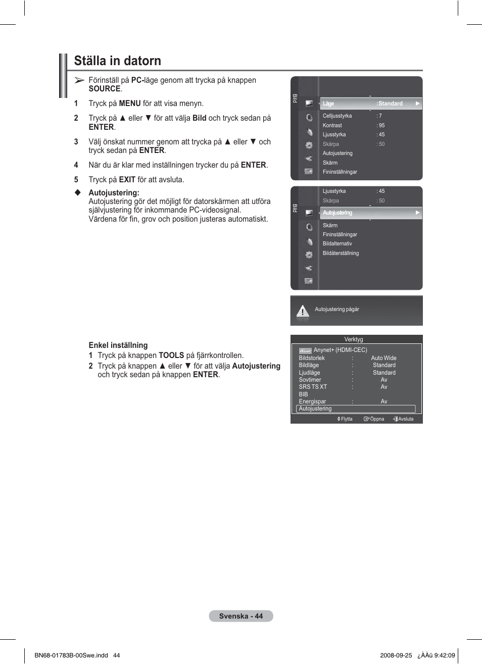 Ställa in datorn | Samsung BN68-01783B-00 User Manual | Page 124 / 389