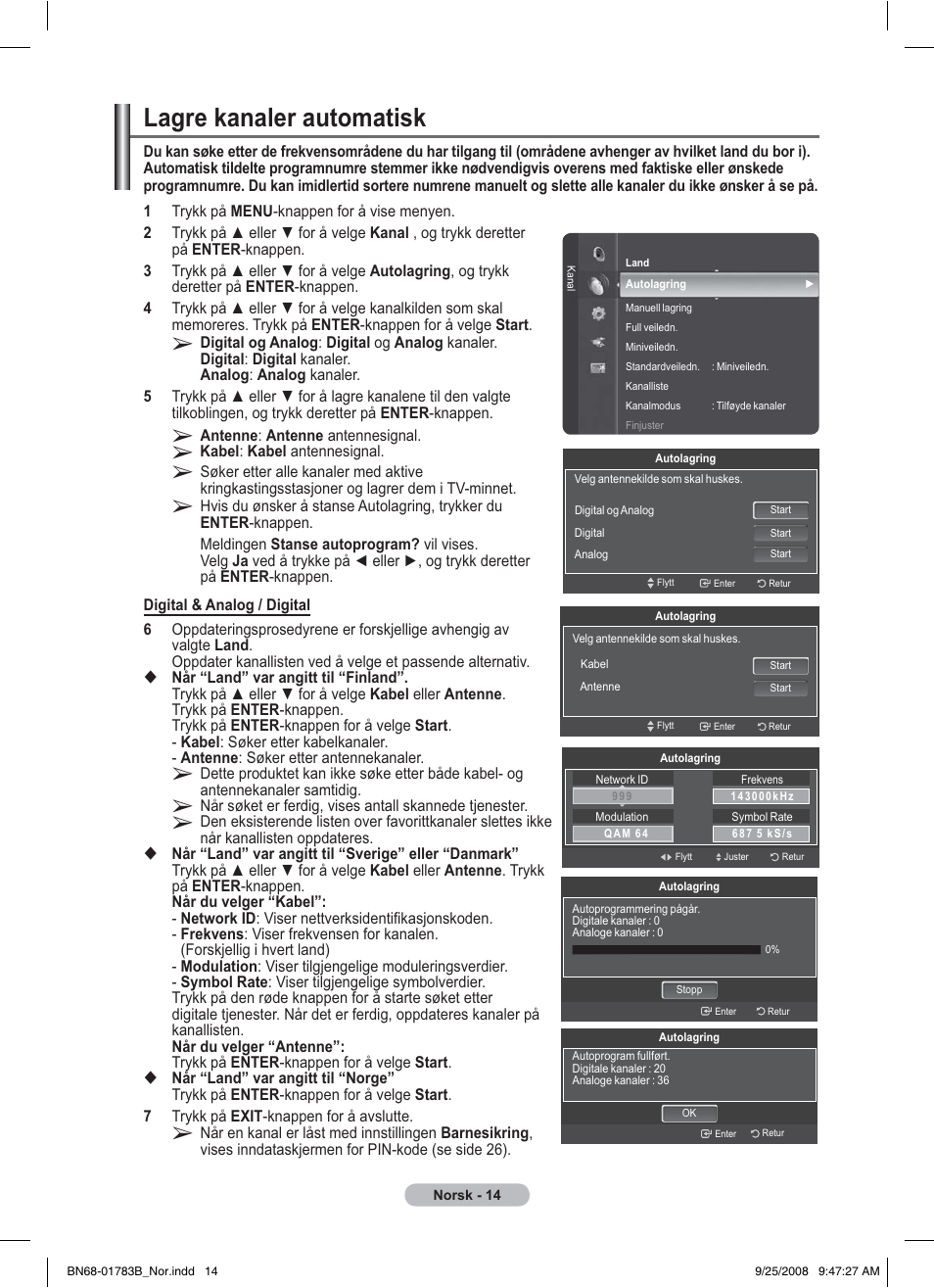 Lagre kanaler automatisk | Samsung BN68-01783B-00 User Manual | Page 171 / 389
