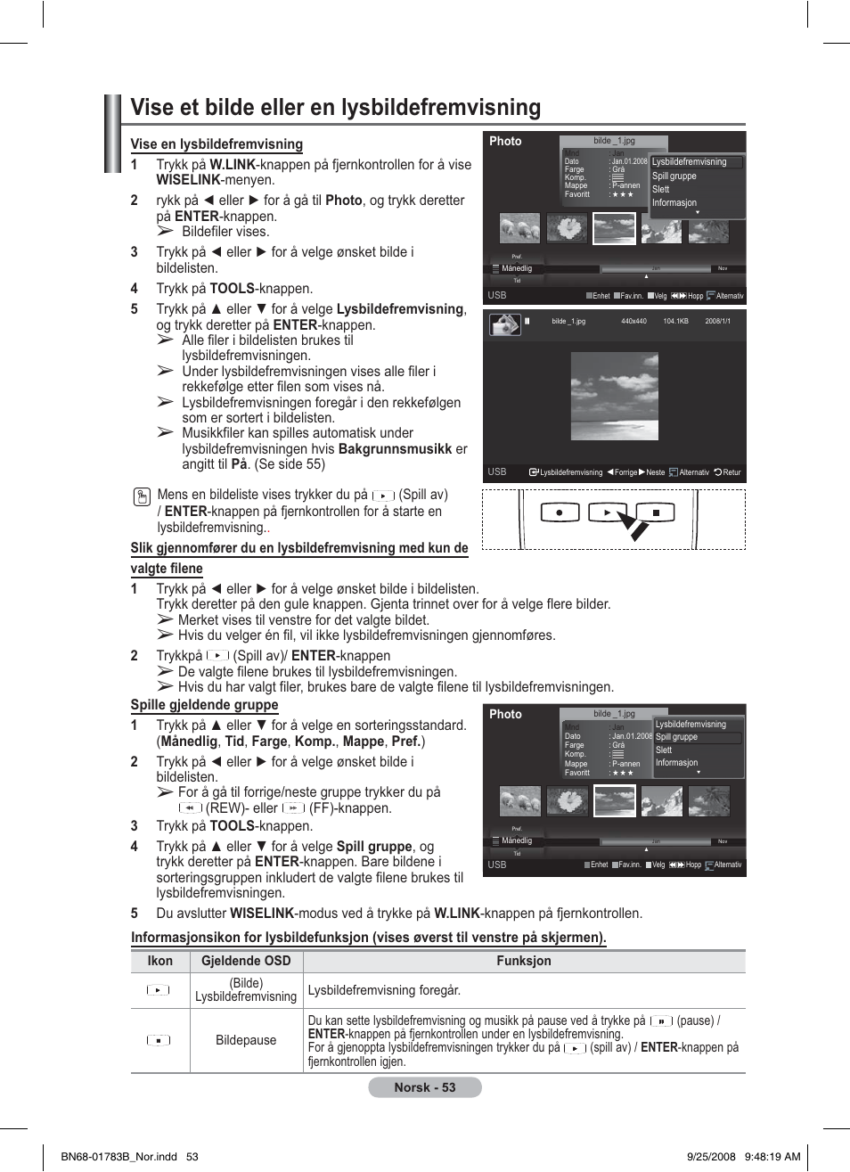 Vise et bilde eller en lysbildefremvisning | Samsung BN68-01783B-00 User Manual | Page 210 / 389