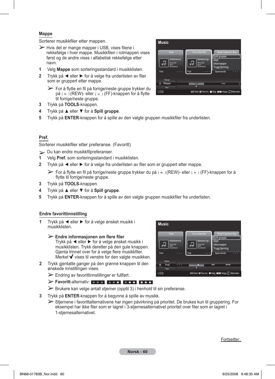 Endring av favorittinnstillinger er fullført, Favoritt -alternativ | Samsung BN68-01783B-00 User Manual | Page 217 / 389