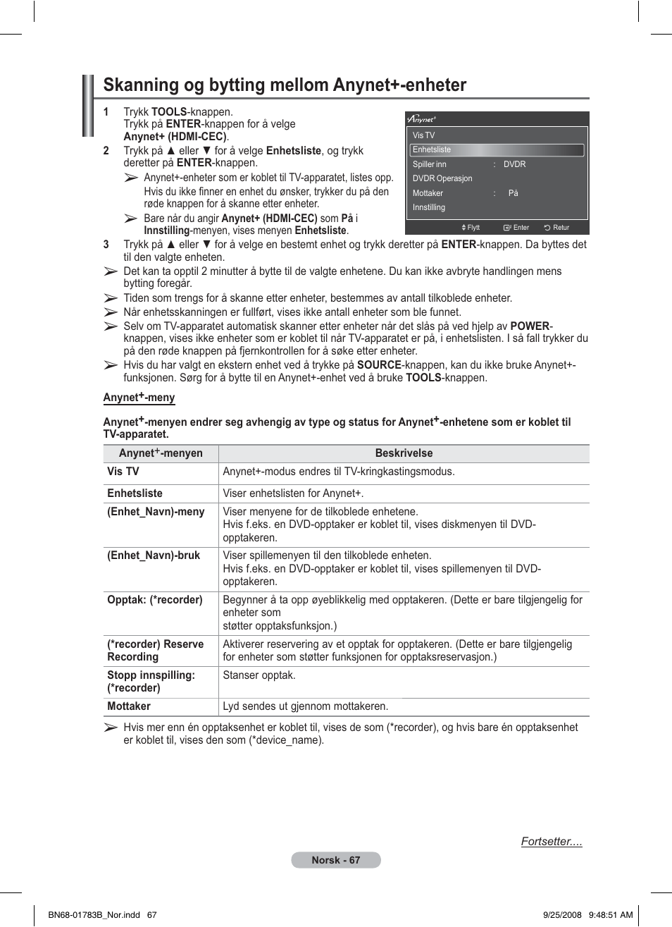 Skanning og bytting mellom anynet+-enheter | Samsung BN68-01783B-00 User Manual | Page 224 / 389