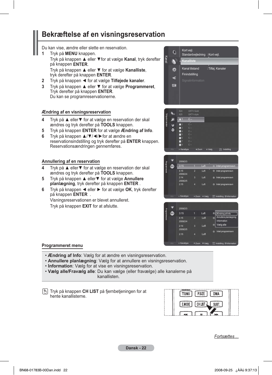 Bekræftelse af en visningsreservation, Dansk - 22 | Samsung BN68-01783B-00 User Manual | Page 256 / 389