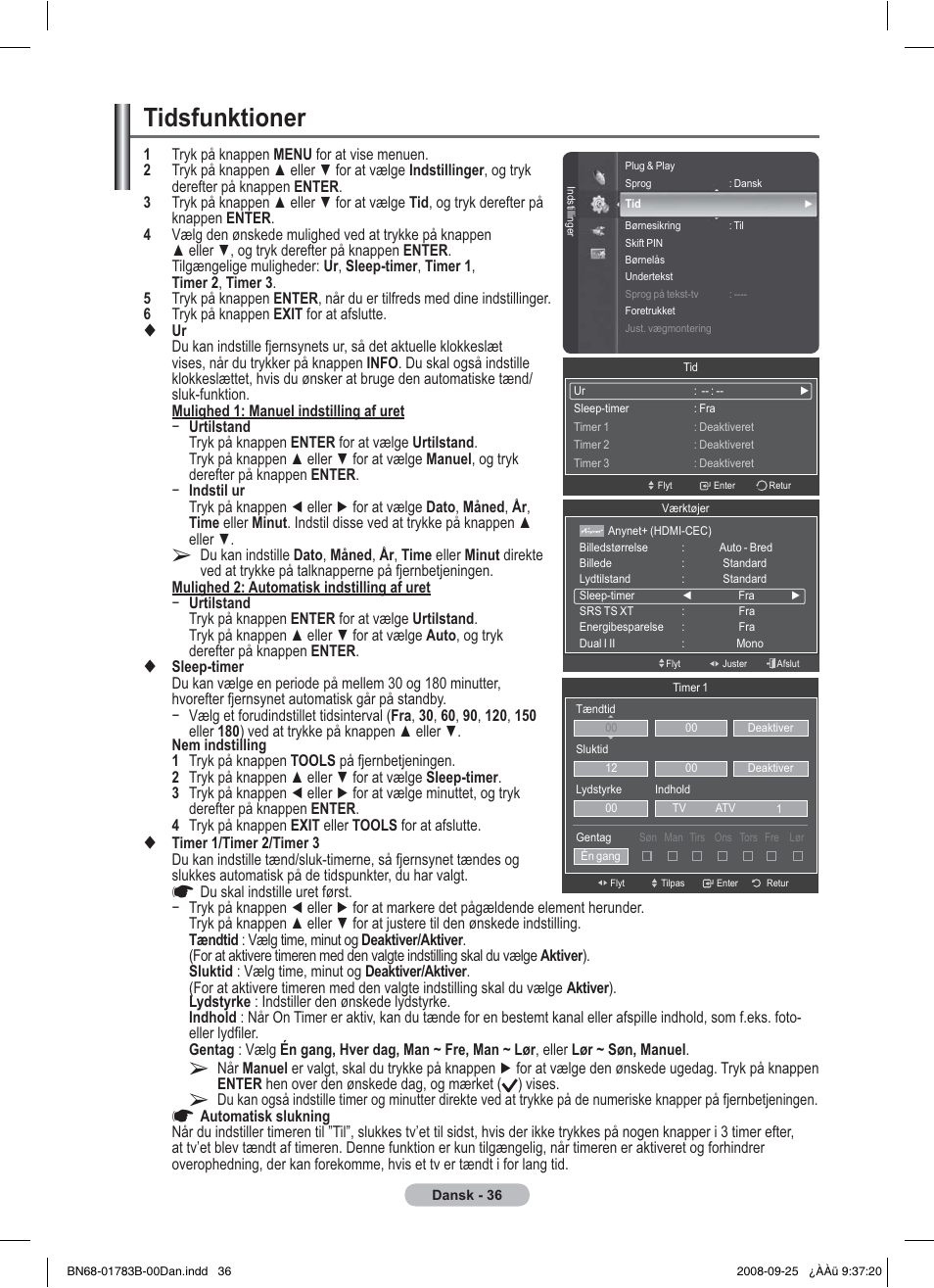 Tidsfunktioner | Samsung BN68-01783B-00 User Manual | Page 270 / 389