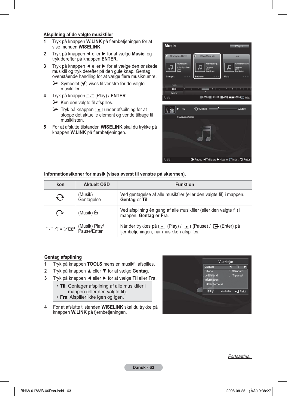 Symbolet, Kun den valgte fil afspilles | Samsung BN68-01783B-00 User Manual | Page 297 / 389