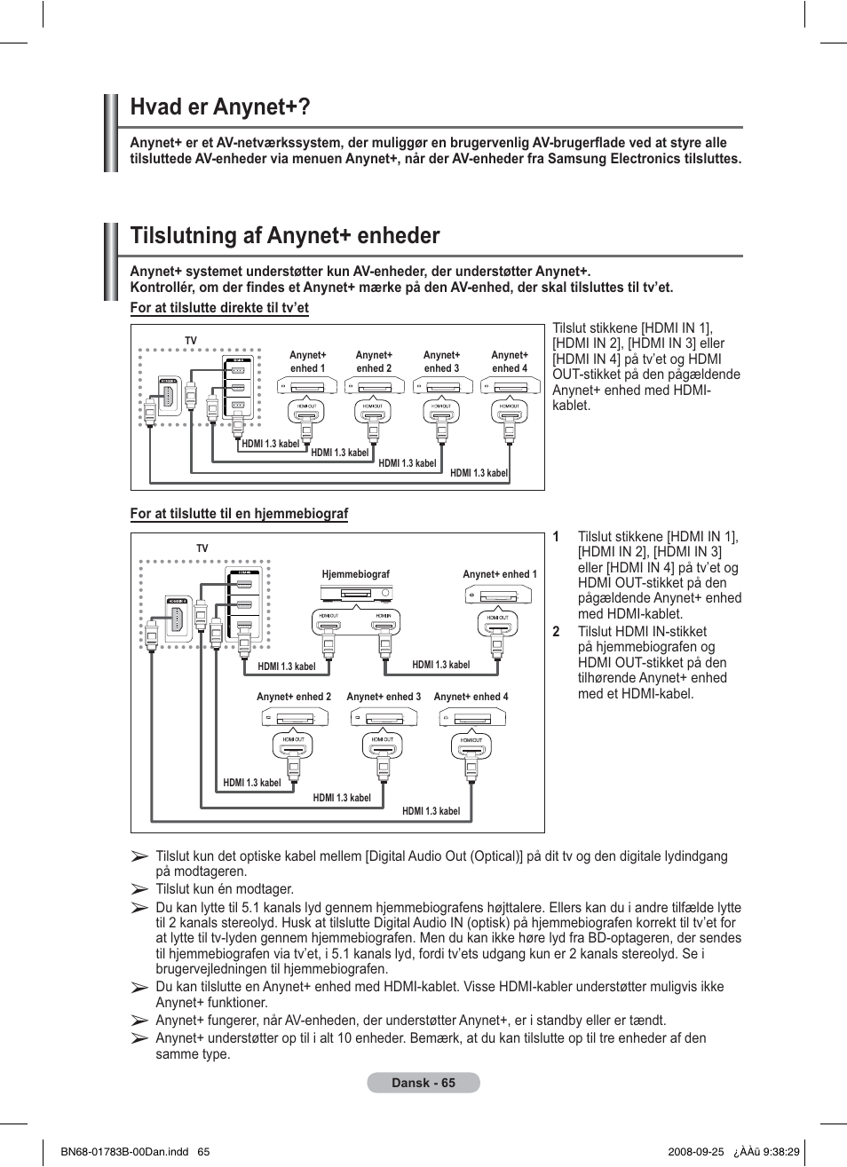 Tilslutning af anynet+ enheder, Hvad er anynet | Samsung BN68-01783B-00 User Manual | Page 299 / 389
