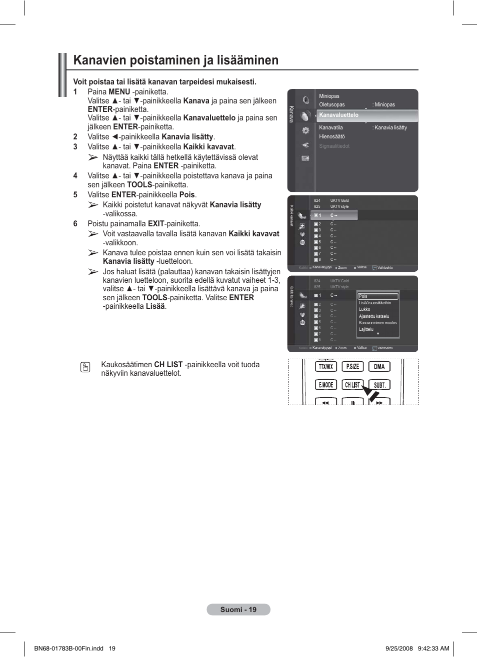 Kanavien poistaminen ja lisääminen | Samsung BN68-01783B-00 User Manual | Page 330 / 389