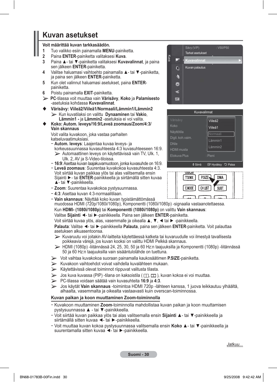 Kuvan asetukset | Samsung BN68-01783B-00 User Manual | Page 341 / 389
