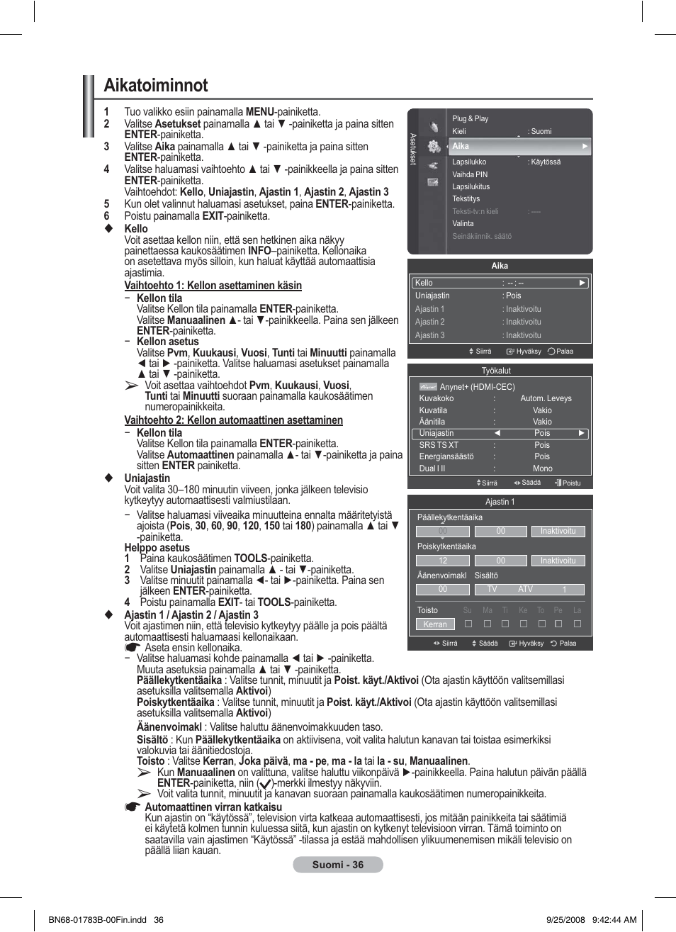 Aikatoiminnot | Samsung BN68-01783B-00 User Manual | Page 347 / 389