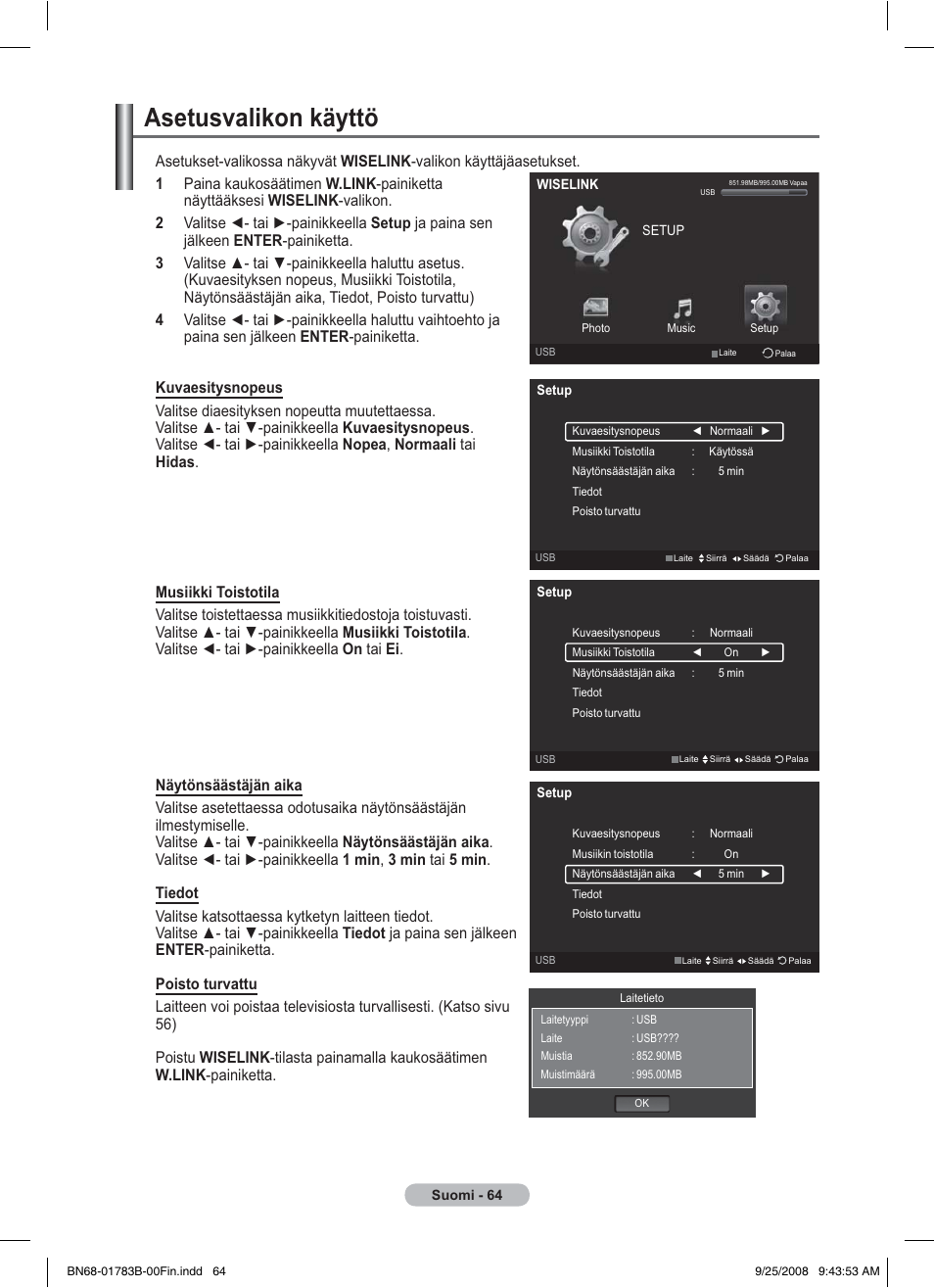 Asetusvalikon käyttö | Samsung BN68-01783B-00 User Manual | Page 375 / 389