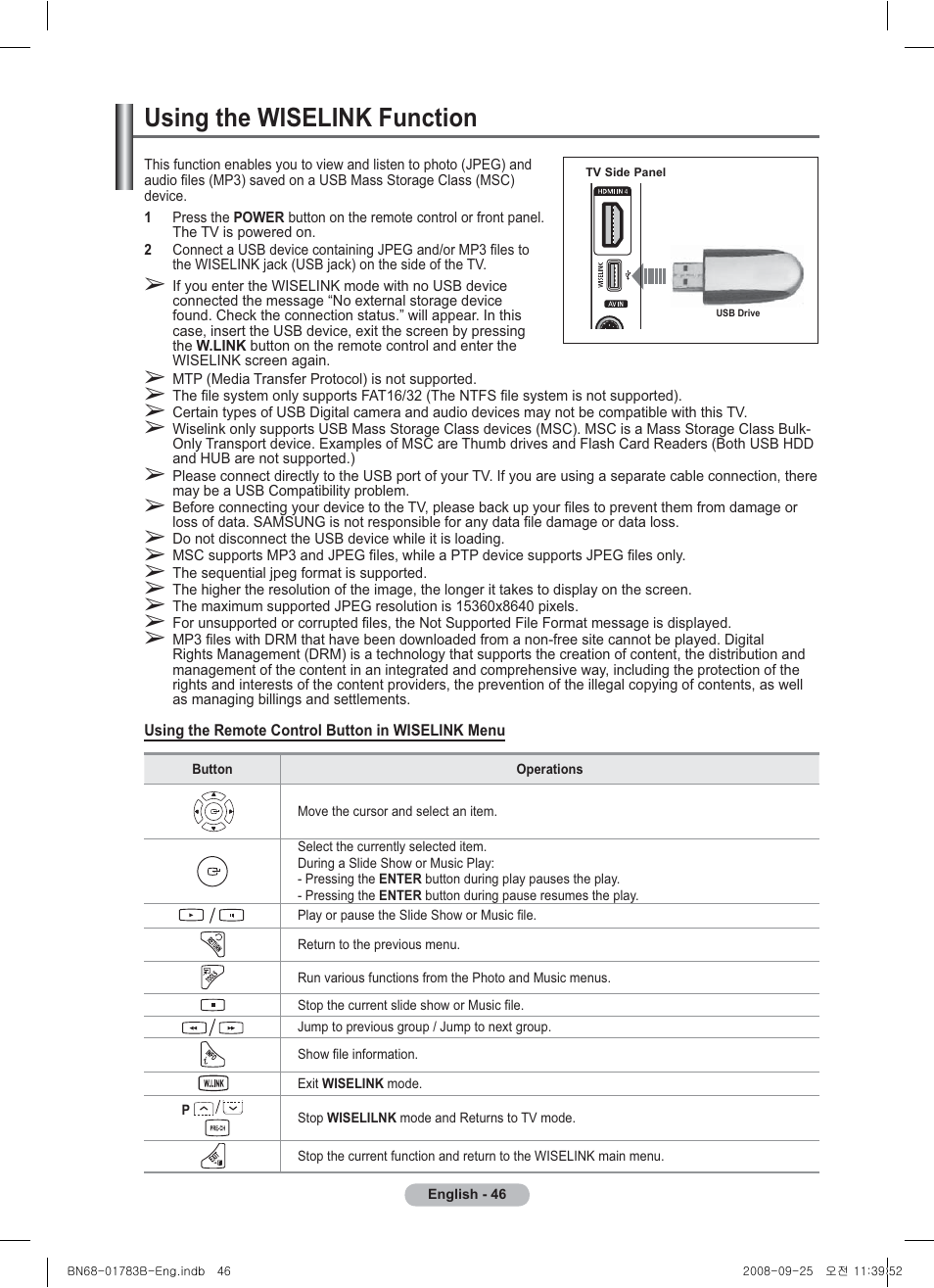Using the wiselink function | Samsung BN68-01783B-00 User Manual | Page 46 / 389