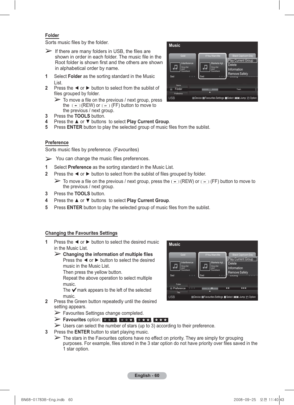 Favourites settingss change completed, Favourites option | Samsung BN68-01783B-00 User Manual | Page 60 / 389