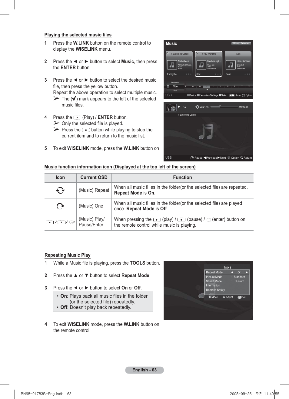 Only the selected file is played | Samsung BN68-01783B-00 User Manual | Page 63 / 389