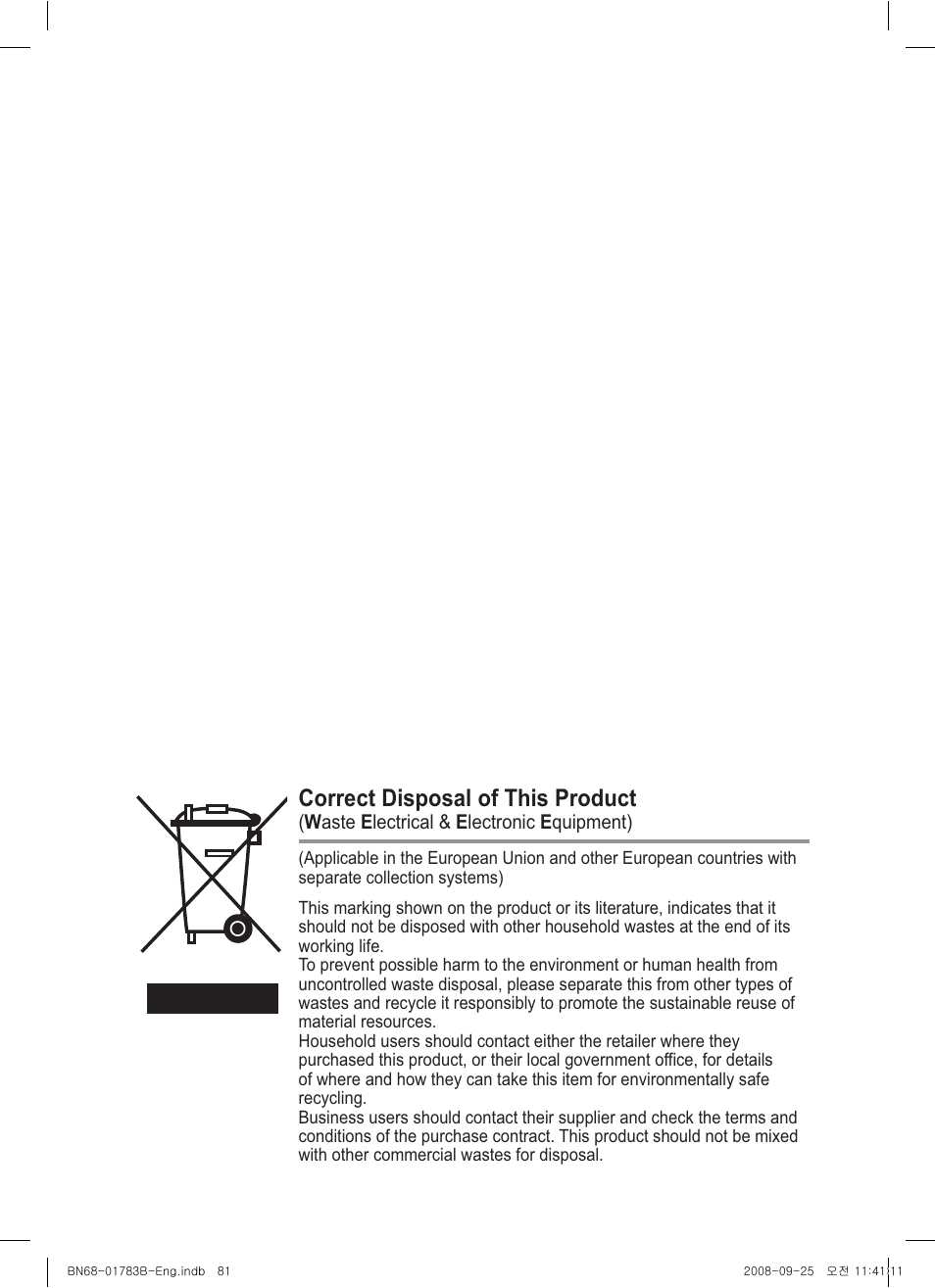 Correct disposal of this product | Samsung BN68-01783B-00 User Manual | Page 81 / 389