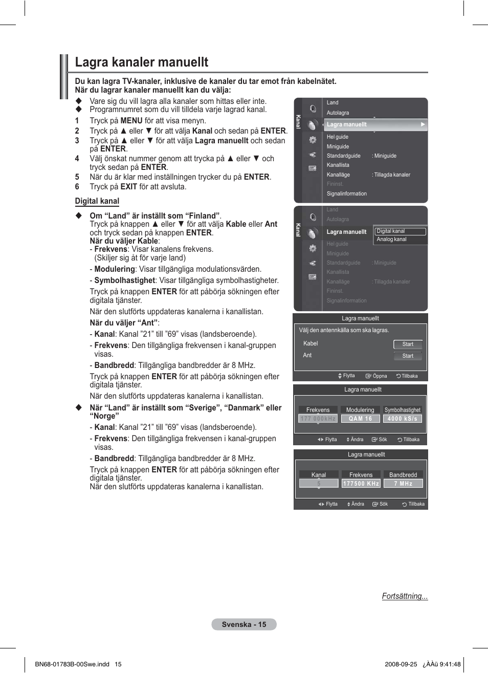Lagra kanaler manuellt | Samsung BN68-01783B-00 User Manual | Page 95 / 389