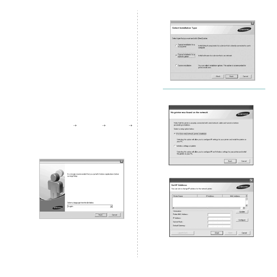 Installing software for network printing | Samsung SCX-4X26 User Manual | Page 101 / 139