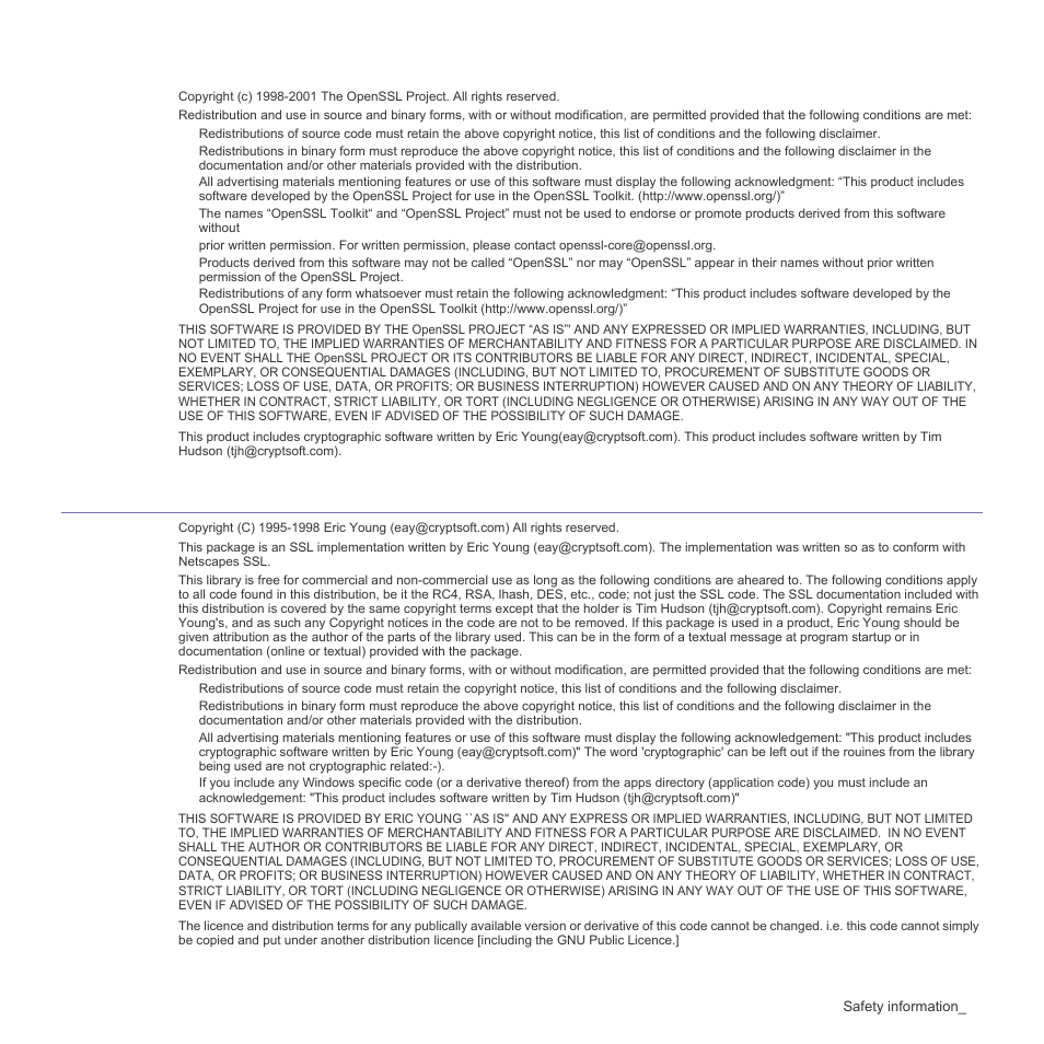 Openssl license, Original ssleay license | Samsung SCX-4X26 User Manual | Page 11 / 139