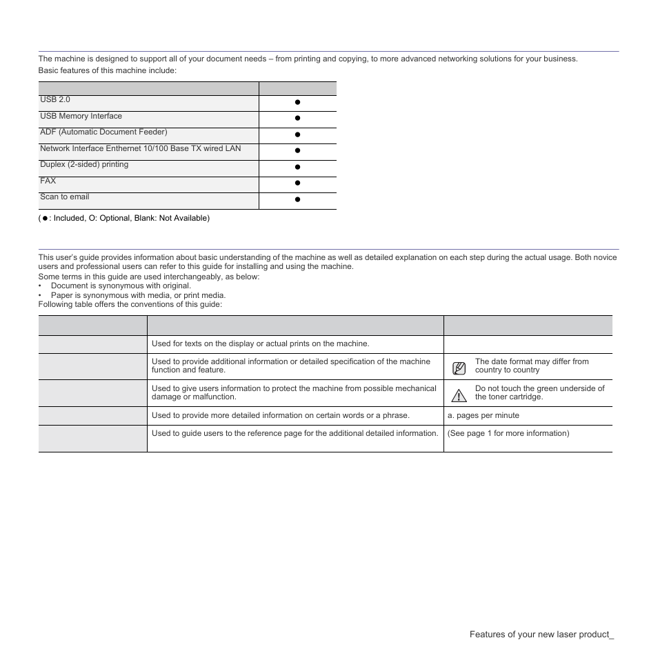 Features by models, About this user’s guide | Samsung SCX-4X26 User Manual | Page 3 / 139