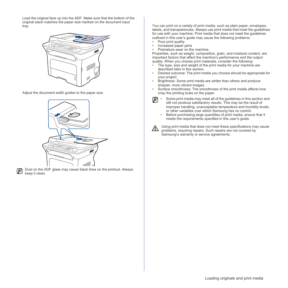 Selecting print media | Samsung SCX-4X26 User Manual | Page 31 / 139