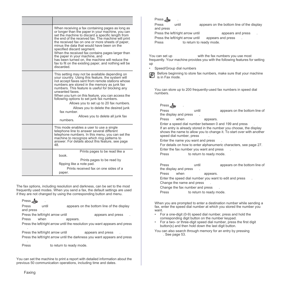 Changing the default document settings, Printing sent fax report automatically, Setting up address book | Age 52, E 52 | Samsung SCX-4X26 User Manual | Page 52 / 139