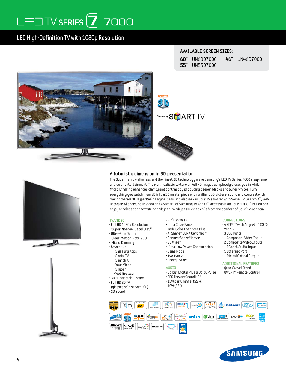 Samsung UN60D7000 User Manual | 2 pages
