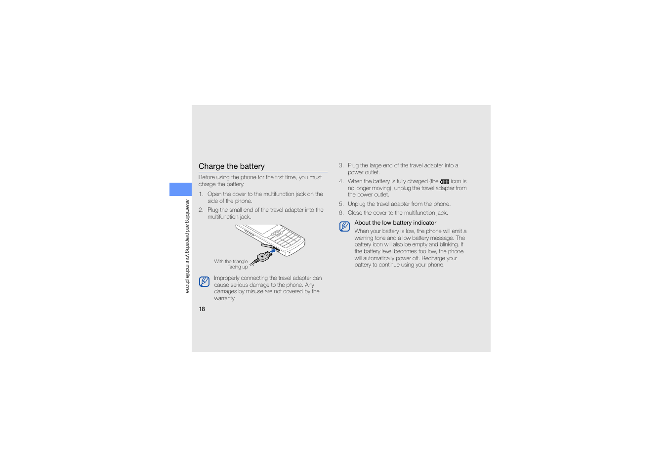 Charge the battery | Samsung C5212 User Manual | Page 23 / 57