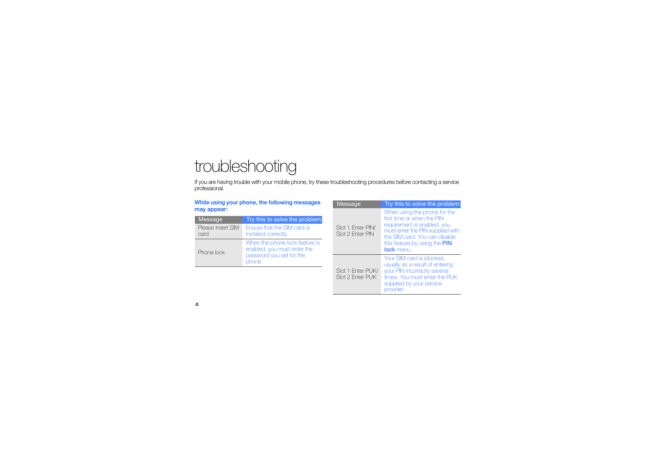 Troubleshooting, Troubleshooting a | Samsung C5212 User Manual | Page 55 / 57