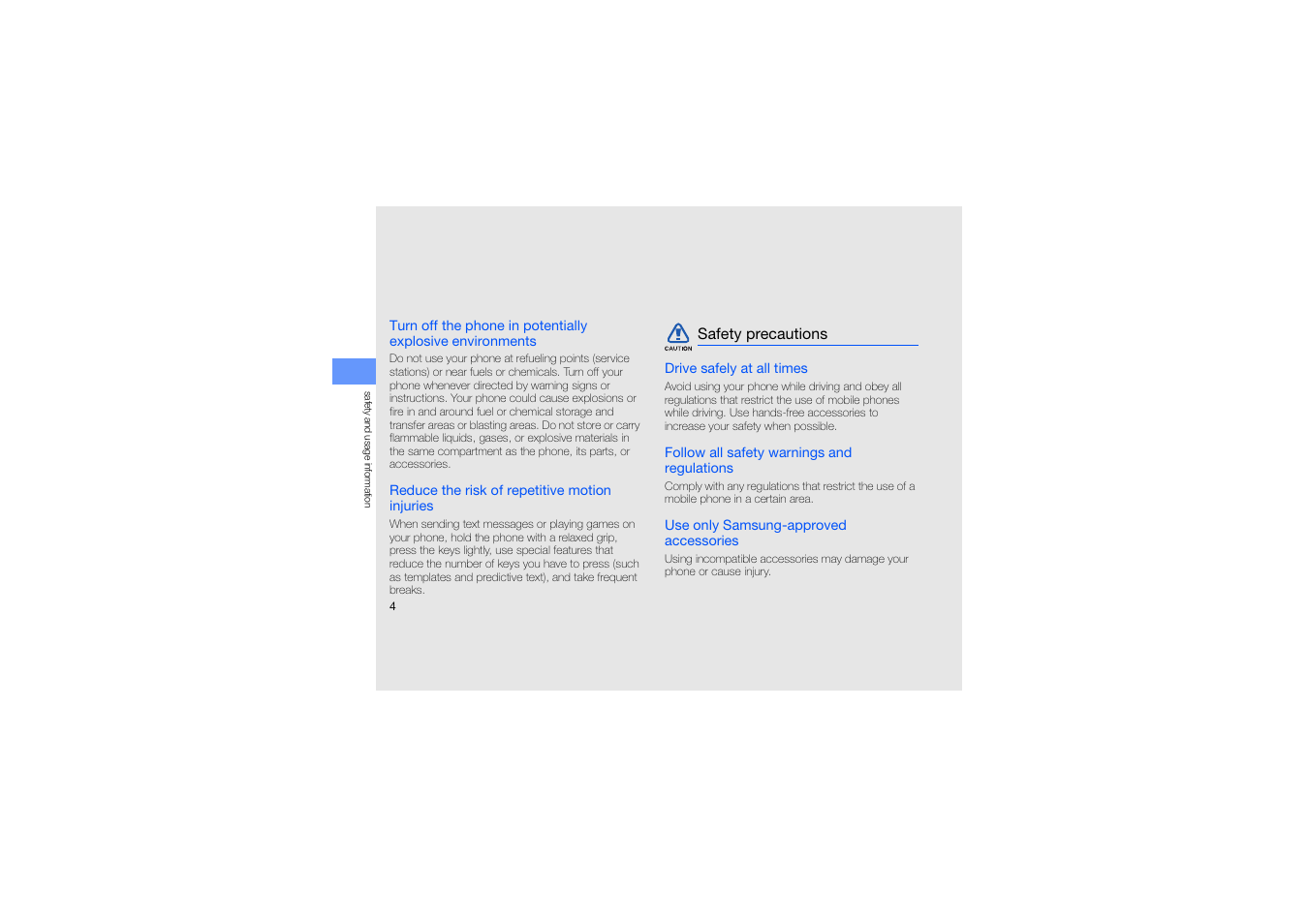 Safety precautions | Samsung C5212 User Manual | Page 9 / 57