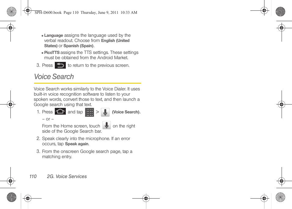 Voice search | Samsung D-44867 User Manual | Page 124 / 250