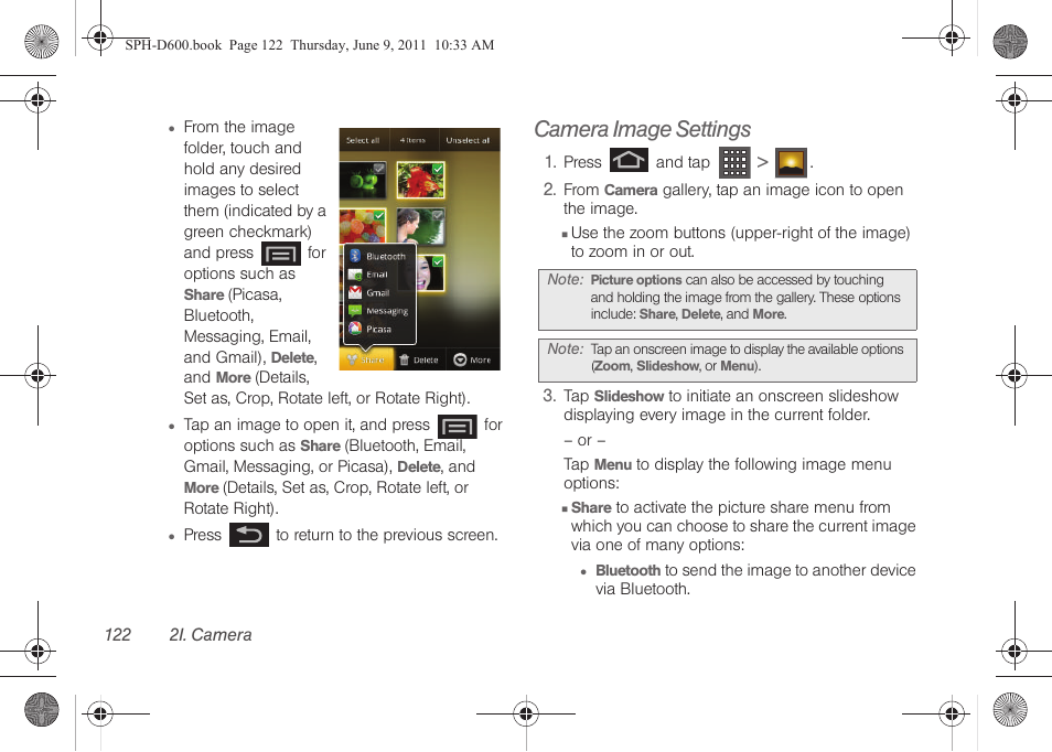 Camera image settings | Samsung D-44867 User Manual | Page 136 / 250
