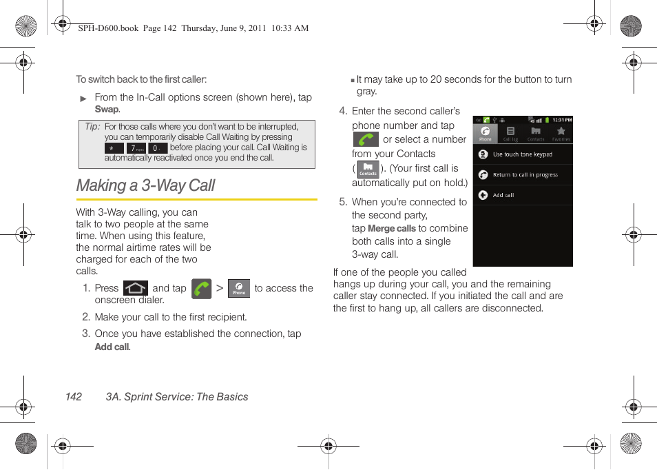 Making a 3-way call | Samsung D-44867 User Manual | Page 156 / 250