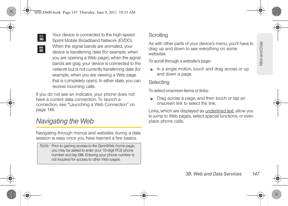 Navigating the web | Samsung D-44867 User Manual | Page 161 / 250