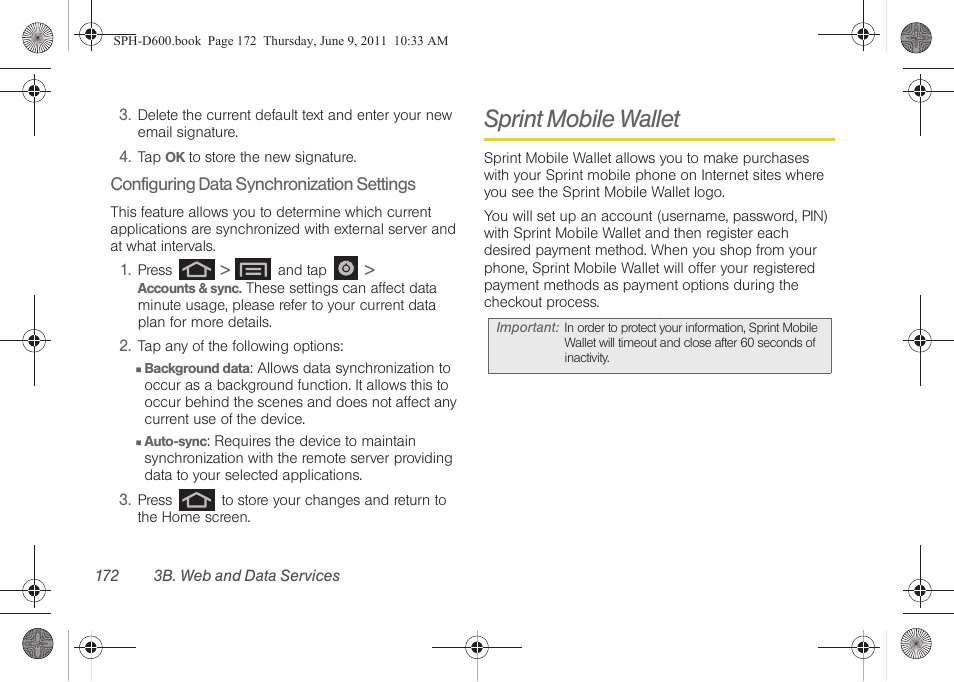 Sprint mobile wallet | Samsung D-44867 User Manual | Page 186 / 250