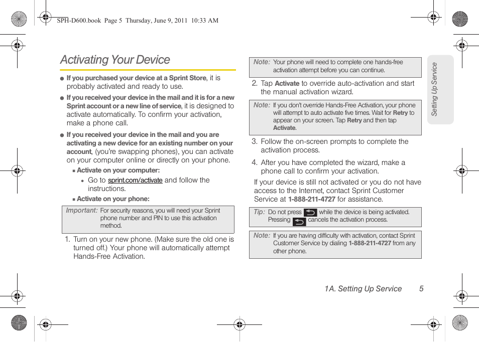 Activating your device | Samsung D-44867 User Manual | Page 19 / 250