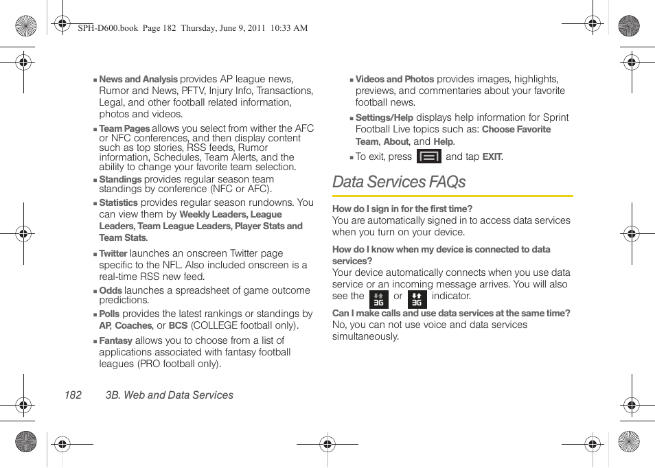 Data services faqs | Samsung D-44867 User Manual | Page 196 / 250