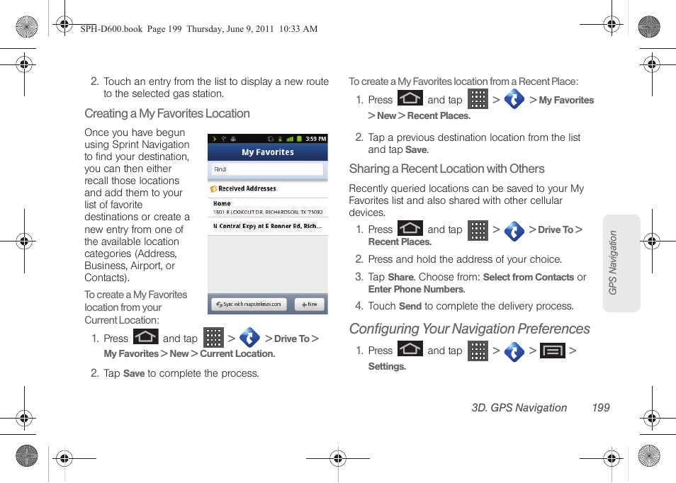 Configuring your navigation preferences | Samsung D-44867 User Manual | Page 213 / 250